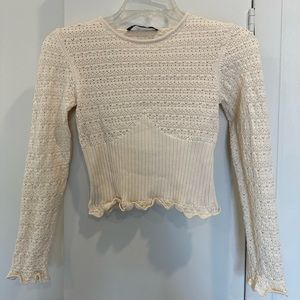 Cream knit long sleeve Zara top